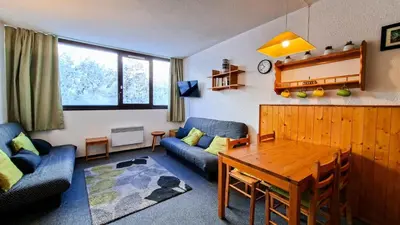 a living room with a couch and a table at Résidence Andromede - Studio spacieux · Proche des pistes MAE-7407 in Flaine