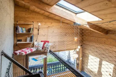 an interior view of a bird cage in a house at Chalet Racar pour 4 personnes, centre ville et vue sur la montagne in Chamonix-Mont-Blanc