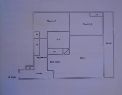a drawing of a floor plan of a room at Spacious and comfortable chalet apartment. in Saint-Gervais-les-Bains