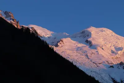 a view of a mountain with snow on it at Appartement Lyret centre Chamonix, Vue d'exception in Chamonix-Mont-Blanc