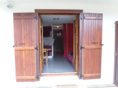 an open door into a room with a hallway at Chalet La Piste Bleu in Saint-Gervais-les-Bains