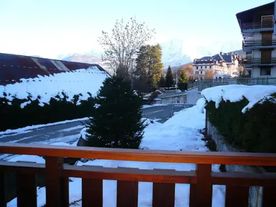 a snow covered balcony with a snow covered yard at Résidence Perle Des Neiges - Perles des Neiges 1 MAE-5319 in Combloux