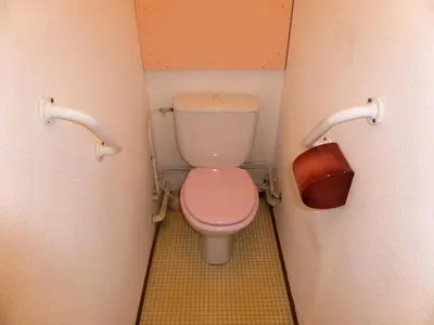 a bathroom with a pink toilet in a stall at Résidence Le Royal - Royal 16 MAE-5321 in Combloux