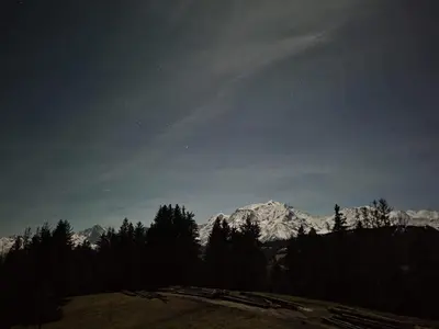 a view of a snow covered mountain in the distance at BARMADZA Mazots de Charme in Demi-Quartier