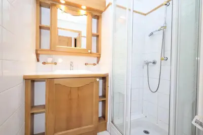 a bathroom with a sink and a shower at Résidence Les Hauts De Chavants - Hauts de Chavants Bellachat 1 MAE-7730 in Les Houches