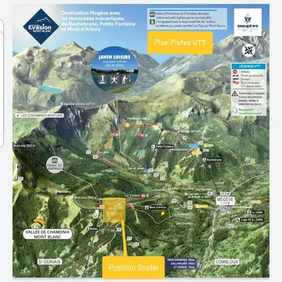 a map of a mountain range with at Appartement Saint Gervais les Bains vue imprenable Mont Blanc in Saint-Gervais-les-Bains