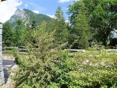 a view of a tree with a mountain in the background at 3 pièces calme à Samoëns avec parking privé, 4 couchages - FR-1-629-48 in Samoëns