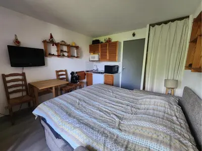 a pair of bunk beds in a room at Studio cosy centre village, animaux admis, parking privatif - FR-1-629-66 in Samoëns