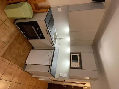 an overhead view of a kitchen in a room at Studio calme pour 4 pers. avec terrasse à Samoëns - FR-1-629-30 in Samoëns