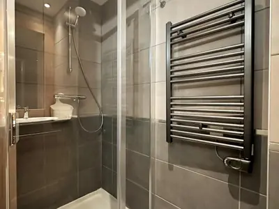 a bathroom with a shower and a sink at Superbe duplex, proche télécabine, animaux acceptés - FR-1-624-13 in Samoëns