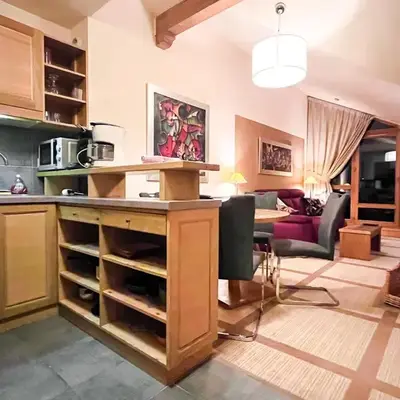 Beautiful one-bedroom apartment with fireplace and stunning views