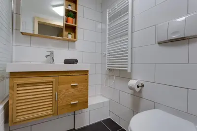 a bathroom with a toilet and a sink at Chalet Grand Balcon in Les Houches