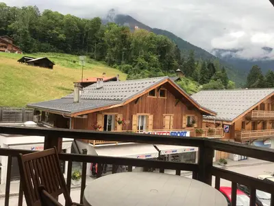 a view from the balcony of a house at Studio pour 2 près du centre de Samoëns - FR-1-629-77 in Samoëns