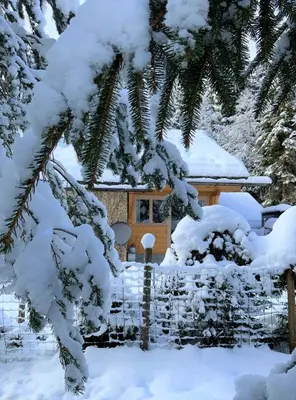 a log cabin in the snow at Chalet Cristal Trail in Chamonix-Mont-Blanc