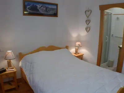 a bedroom with a white bed and two lamps at Cosy, 3 pièces au centre, animaux admis, parking - FR-1-629-89 in Samoëns
