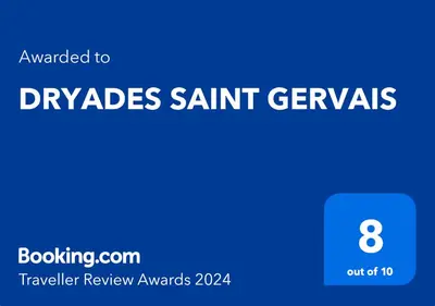 a blue rectangle with the words dy debates saint gervais at DRYADES SAINT GERVAIS in Saint-Gervais-les-Bains