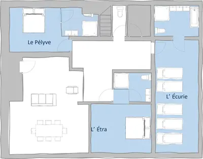 a floor plan of a house at La Ferme des Fingères in Cordon