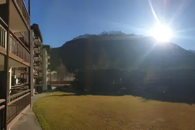 a view of a field with the sun in the sky at Apartment With Balcony Close To The Ski Slopes in Chamonix-Mont-Blanc