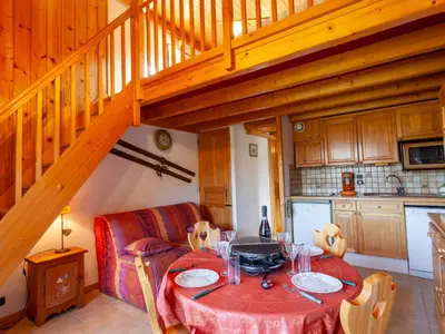 a bedroom with a bed in a wooden ceiling at Studio la Pointe d'Anterne by Interhome in Saint-Gervais-les-Bains