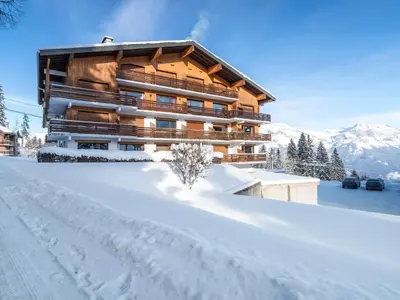 a ski lodge in the snow with a ski lift at Apartment La Christaz by Interhome in Saint-Gervais-les-Bains