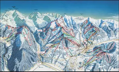 a drawing of a mountain with snow on it at Centre Saint-Gervais Studio Vert moderne 2 pers proche télécabine in Saint-Gervais-les-Bains