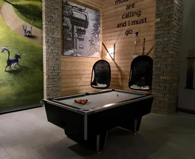 a billiard room with a pool table in a room at Le REFUGE DES PORTES DU MONT BLANC in Vallorcine