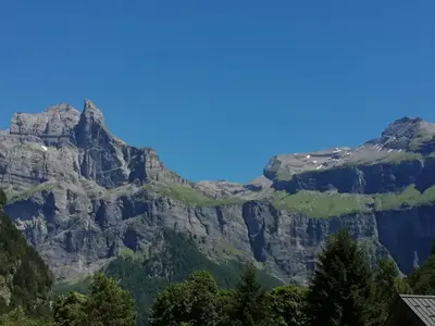 a view of the mountains from the train at Chalet la corne du chamois in Sixt
