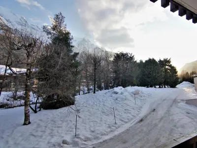 a road with a fence and trees on the side at Apartment Arve 1 et 2-4 by Interhome in Chamonix-Mont-Blanc
