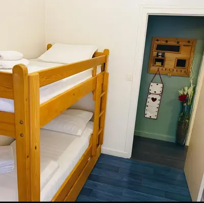 a bunk bed room with two bunk beds at Warm Haven in Chamonix With balcony in Chamonix-Mont-Blanc