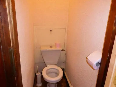 a small bathroom with a toilet and a roll of toilet paper at Résidence Mont'seu - Mont'seu C401 MAE-6354 in Les Contamines-Montjoie