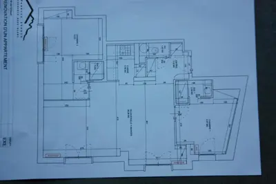 a drawing of a floor plan of a house at LE YAMA in Chamonix-Mont-Blanc