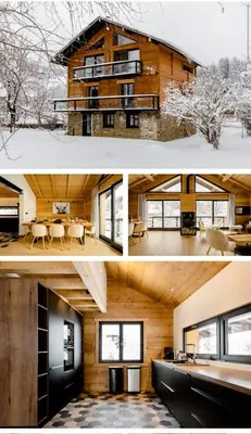 two pictures of a log house at Megève - Chalet Yack - Premium jusqu'à 15 pers in Megève