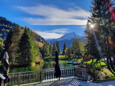 a view of a river from a bridge at L'enclaves in Les Contamines-Montjoie