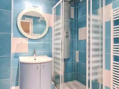 a bathroom with a white sink and a mirror at Studio rénové pour 4 pers, proche des pistes à Flaine - FR-1-425-167 in Flaine