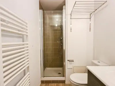 a bathroom with a toilet and a shower at Studio neuf pour 4 pers. au centre de Flaine avec balcon - FR-1-425-170 in Flaine