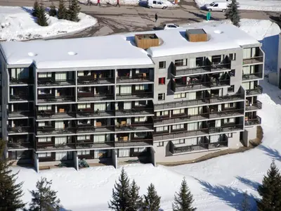 an aerial view of a hotel in the snow at Appartement lumineux au centre de Flaine avec balcon - FR-1-425-184 in Flaine