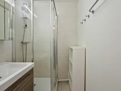 a bathroom with a shower and a sink at Appartement lumineux au centre avec balcon et parking - FR-1-425-177 in Flaine