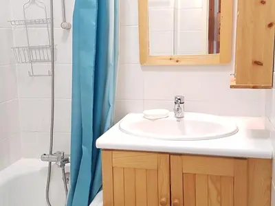 a bathroom with a sink and a shower at Studio lumineux avec balcon - Flaine - FR-1-425-160 in Flaine