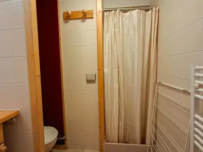 a bathroom with a shower and a toilet at Studio confortable au centre station avec terrasse, animaux admis - FR-1-425-181 in Flaine