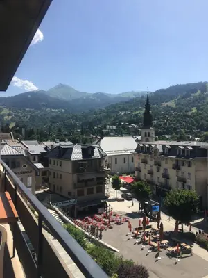a view of a city with a group of people at LE PARADISO centre SAINT-GERVAIS in Saint-Gervais-les-Bains