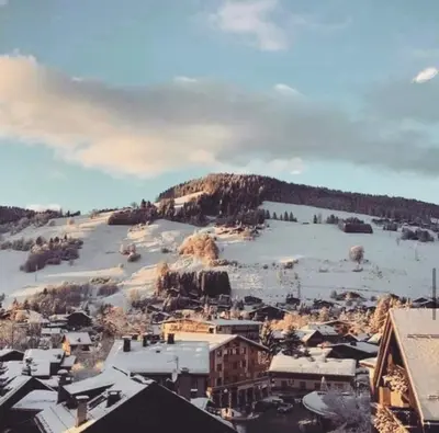 an aerial view of a town in the snow at Tatiana 2 in Megève