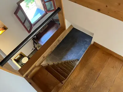 an overhead view of a staircase in a house at un nid sous les toits in Saint-Gervais-les-Bains