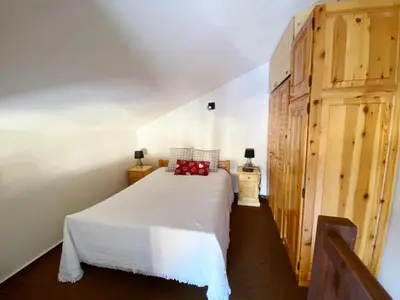 an overhead view of a kitchen with a table at Appartement 2 pièces avec mezzanine près des pistes - 6 personnes - FR-1-815-81 in Morillon