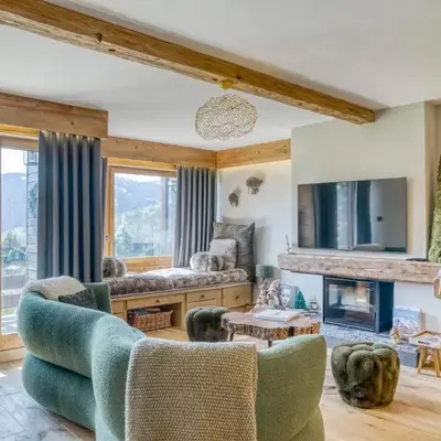 Charmant appartement 2 chambres avec cheminée et parking à Megève - FR-1-453-254