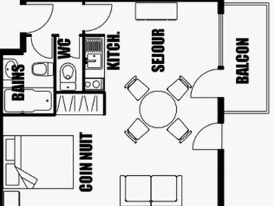 a floor plan of a house with at Studio pour 6 pers avec sdd rénovée et parking, sur les pistes - FR-1-572-80 in Arâches-la-Frasse