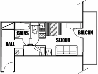 a floor plan of a small house at Studio rénové 4 pers, centre village, proche pistes et commerces - FR-1-572-61 in Arâches-la-Frasse