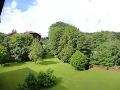 an aerial view of a green yard with trees at Studio 4 pers. proche pistes et commerces, balcon, parking - FR-1-572-131 in Arâches-la-Frasse