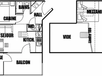 a floor plan of a house at Charmant appartement 4-6 pers, balcon, proche pistes et commodités - FR-1-572-142 in Arâches-la-Frasse