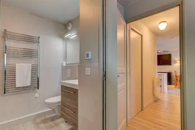 a bathroom with a toilet and a sink at Apartment Fermes du Montenvers B2- Alpes Travel - Central Chamonix (sleeps 4-5) in Chamonix-Mont-Blanc
