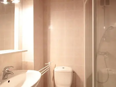 a bathroom with a toilet and a sink and a shower at Studio 4 pers, centre village, 450m télécabine, balcon, casier à skis, animaux acceptés - FR-1-572-211 in Arâches-la-Frasse